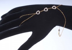 Sterling Silver Hearts with CZ Ring Bracelet, Gold Vermeil - 3