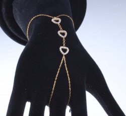 Sterling Silver Hearts with CZ Ring Bracelet, Gold Vermeil - 5