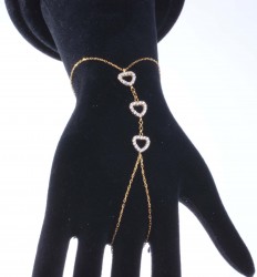 Sterling Silver Hearts with CZ Ring Bracelet, Gold Vermeil - 6