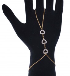 Sterling Silver Hearts with CZ Ring Bracelet, Gold Vermeil - 7