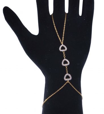 Sterling Silver Hearts with CZ Ring Bracelet, Gold Vermeil - 7