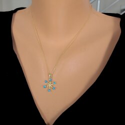 925 Ayar Gümüş Kalp Taşlı Kar Tanesi Kolye - 5