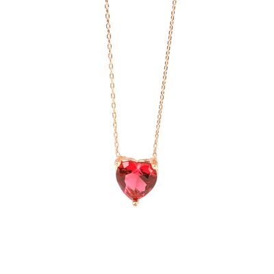 925 Ayar Gümüş Kalp Yakut Taşlı Kolye - 2