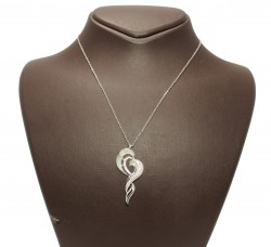 925 Sterling Silver Heart Design Necklace - 9
