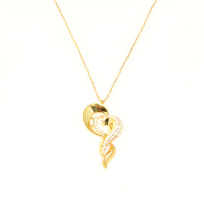 925 Sterling Silver Heart Design Necklace - 7