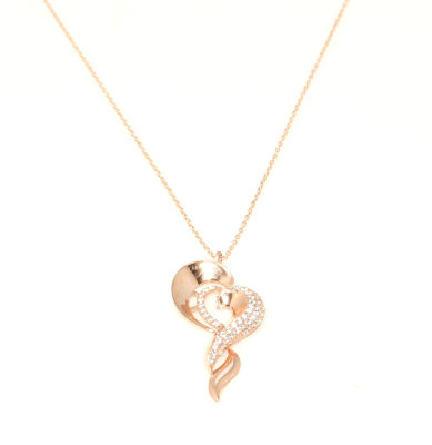 925 Sterling Silver Heart Design Necklace - 8