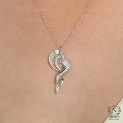 925 Sterling Silver Heart Design Necklace - 5