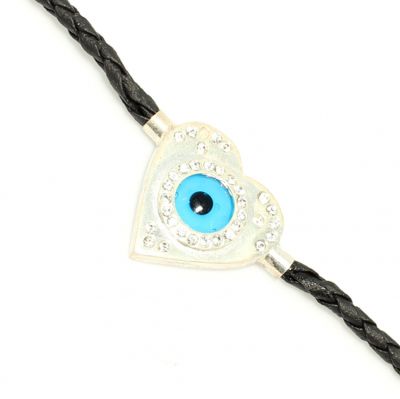 925 Sterling Silver Heart & Evil Eye Bracelet - 1