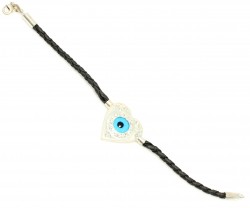 925 Sterling Silver Heart & Evil Eye Bracelet - Nusrettaki (1)