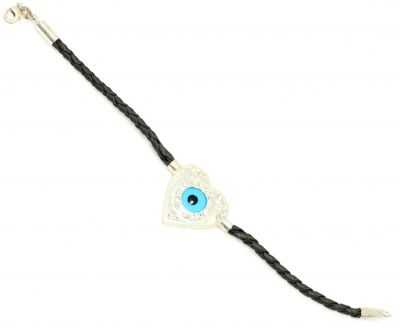 925 Sterling Silver Heart & Evil Eye Bracelet - 2