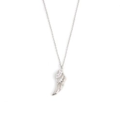 Silver Wing Necklace with White CZ - Nusrettaki