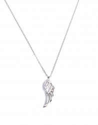 Nusrettaki - Silver Wing Necklace with White CZ