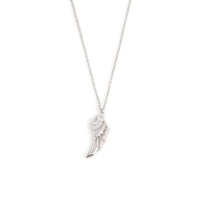 Silver Wing Necklace with White CZ - 1