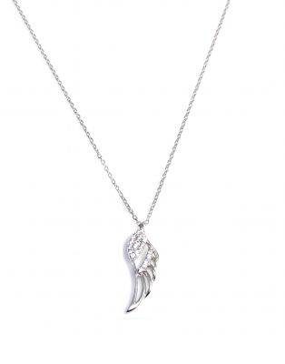 Silver Wing Necklace with White CZ - 2