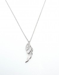 Silver Wing Necklace with White CZ - 3