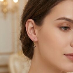 925 Ayar Gümüş Kar Taneli Halka Küpe - Nusrettaki