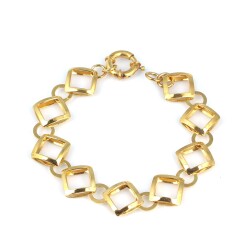 925 Ayar Gümüş Kare Çift Taraflı Zincir Bileklik, Sarı - Nusrettaki