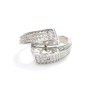 925 Ayar Gümüş Kare Model Taşlı Yüzük - 4