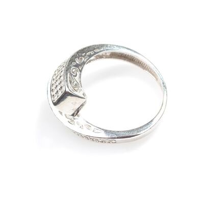 925 Ayar Gümüş Kare Model Taşlı Yüzük - 6