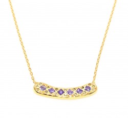 925 Ayar Gümüş Taşlı Aurora Kolye, Sarı - Mor Sarı taş - Nusrettaki (1)