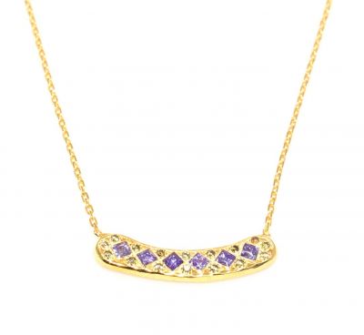 925 Ayar Gümüş Taşlı Aurora Kolye, Sarı - Mor Sarı taş - 2