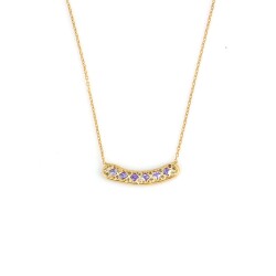 925 Ayar Gümüş Taşlı Aurora Kolye, Sarı - Mor Sarı taş - Nusrettaki