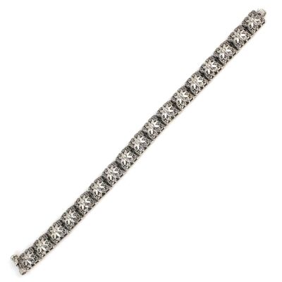 925 Ayar Gümüş Kare Papatya Model Bileklik - 2