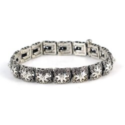 925 Ayar Gümüş Kare Papatya Model Bileklik - Nusrettaki