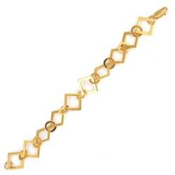 925 Ayar Gümüş Kare Ve Yuvarlak Model Bileklik, Sarı - Nusrettaki (1)