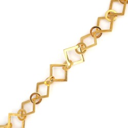 925 Ayar Gümüş Kare Ve Yuvarlak Model Bileklik, Sarı - 3