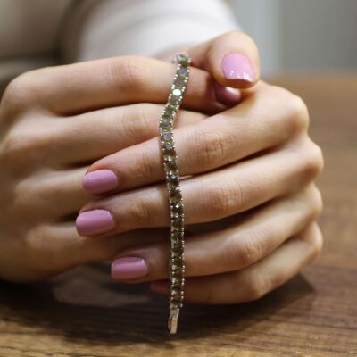 925 Ayar Gümüş Kare Zultanit Taşlı Suyolu Bileklik - 3