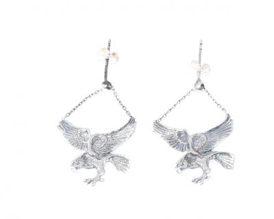 925 Silver Eagle Dangle Earrings - 1