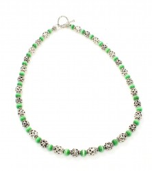 925 Ayar Gümüş Kedi Gözü Taşlı Kolye - 5