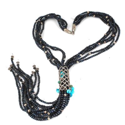 925 Ayar Gümüş Kedi Gözü Taşlı Uzun Kolye - 3