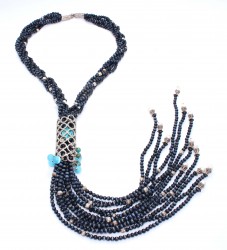 925 Ayar Gümüş Kedi Gözü Taşlı Uzun Kolye - 6