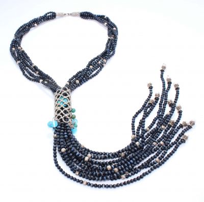 925 Ayar Gümüş Kedi Gözü Taşlı Uzun Kolye - 7