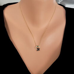 925 Ayar Gümüş Çemberli Kelebek Kolye, Sarı - Nusrettaki