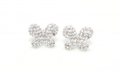 925 Silver Butterfly Stud Earrings with Top Nailed White Zircons - Nusrettaki (1)
