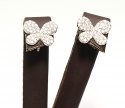 925 Silver Butterfly Stud Earrings with Top Nailed White Zircons - 3