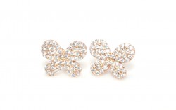 925 Rose Silver Butterfly Stud Earrings with Top Nailed White Zircons - Nusrettaki (1)