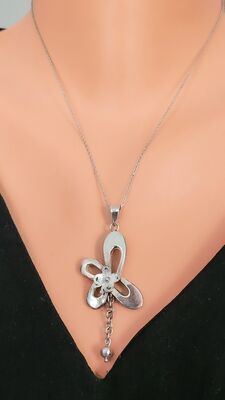 925 Ayar Gümüş Kelebek Model Pres Kolye Ucu - 2