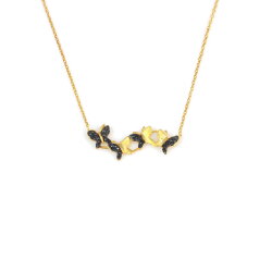 925 Ayar Gümüş Kelebekler Kolyesi, Beyaz - Siyah Taş - Nusrettaki (1)