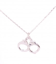Sterling Silver Handcuffs Pendant Necklace, White Gold Vermeil - Nusrettaki (1)