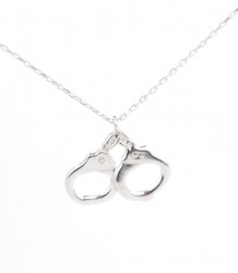 Sterling Silver Handcuffs Pendant Necklace, White Gold Vermeil - Nusrettaki