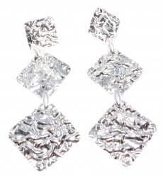 925 Sterling Silver Wrinkled Squares Dangle Filigree Earrings - Nusrettaki (1)