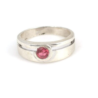 925 Ayar Gümüş Kırmızı Taşlı Çift Model Yüzük - 4