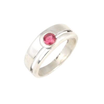 925 Ayar Gümüş Kırmızı Taşlı Çift Model Yüzük - 2