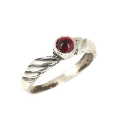 925 Ayar Gümüş Kırmızı Taşlı Zarif Yüzük - 1