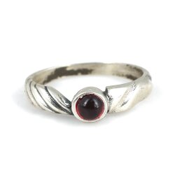 925 Ayar Gümüş Kırmızı Taşlı Zarif Yüzük - 4