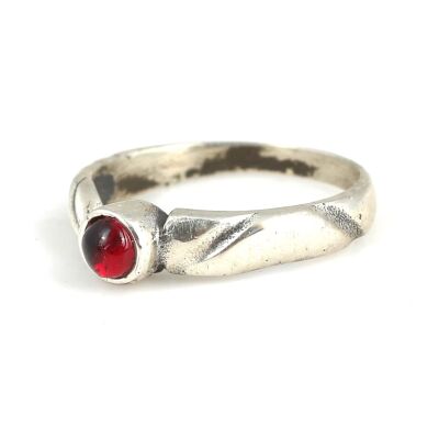 925 Ayar Gümüş Kırmızı Taşlı Zarif Yüzük - 5
